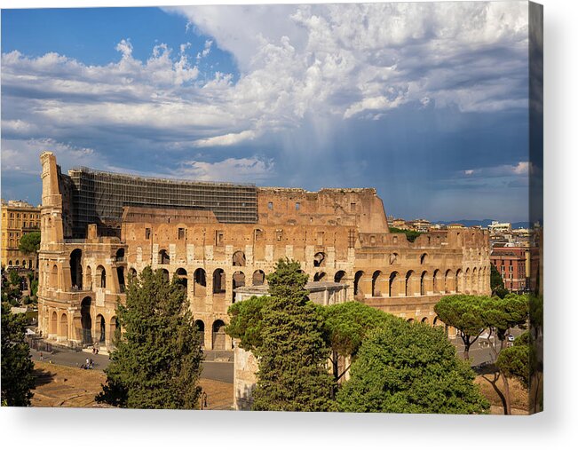 Colosseum Acrylic Print featuring the photograph Colosseum at Sunset by Artur Bogacki