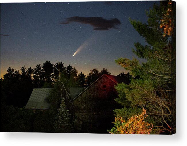 Comet Acrylic Print featuring the photograph Comet NEOWISE over Barn by John Meader