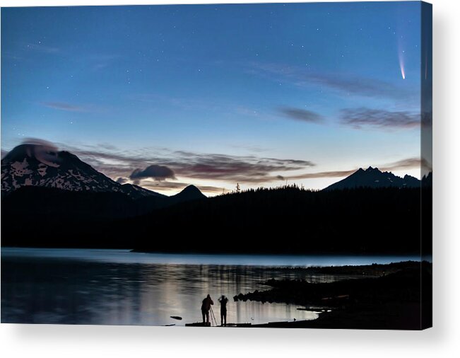 Comet Acrylic Print featuring the photograph Comet watchers at Elk Lake by Cat Connor