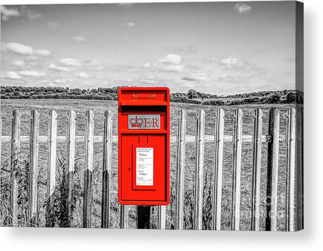 Red Acrylic Print featuring the photograph Composite of an English mini post box by Pics By Tony