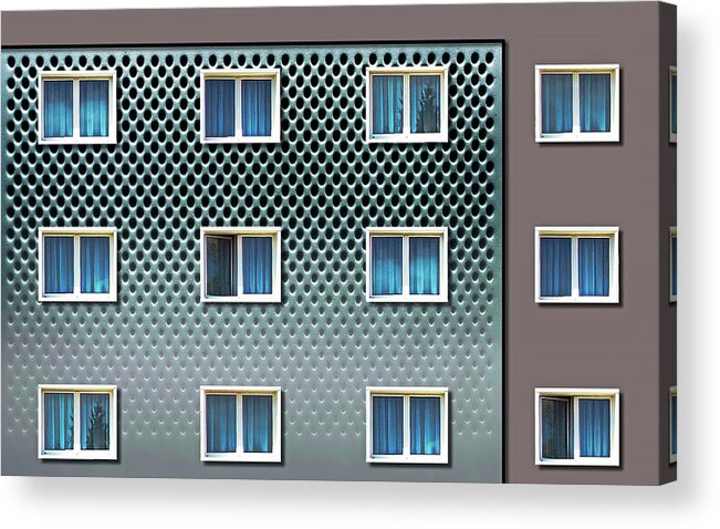 Modem Acrylic Print featuring the photograph Connective building by Raffaele Corte