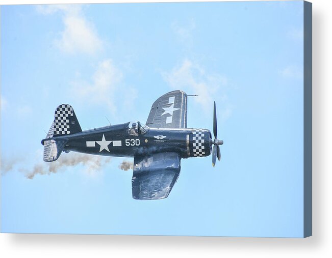 Aircraft Acrylic Print featuring the photograph Corsair at the Air Show by Ed Stokes
