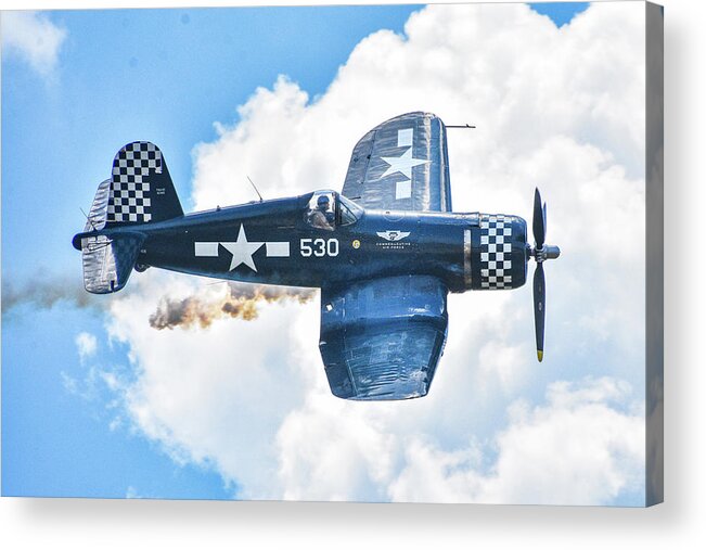 Aircraft Acrylic Print featuring the photograph Corsair in the Clouds by Ed Stokes