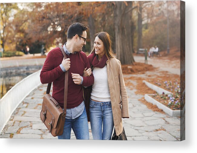 Young Men Acrylic Print featuring the photograph Couple in a walk by Jelena Danilovic