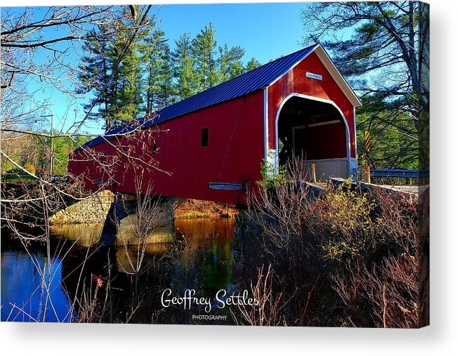  Acrylic Print featuring the photograph Covered Bridge in Fall by Geoffrey Settles