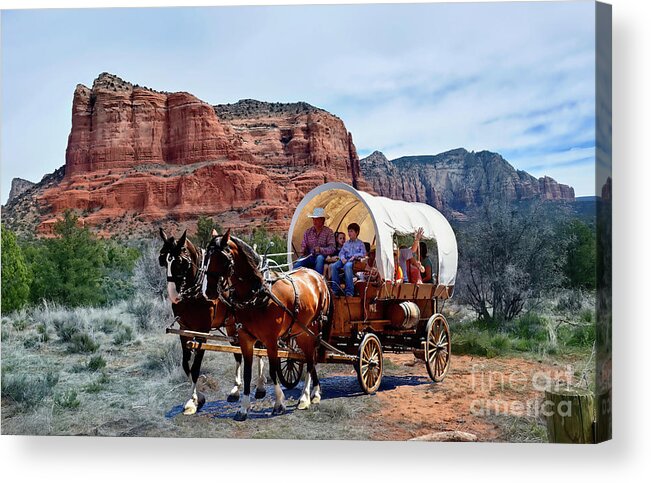 Image Acrylic Print featuring the photograph Covered Wagon in Sedona Trails by Diana Mary Sharpton