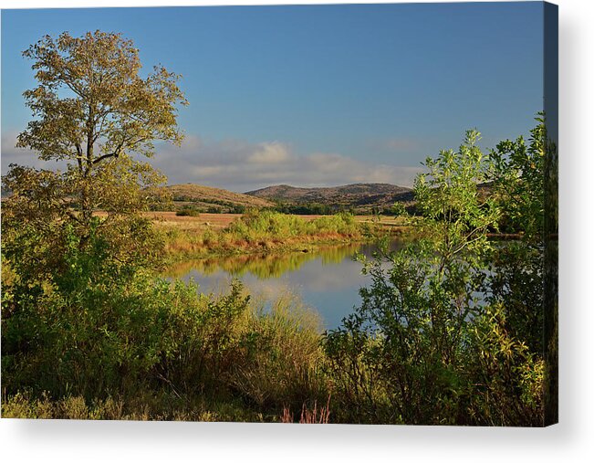 Wichita Mountains Acrylic Print featuring the photograph Crater Lake, Wichita Mountains by Cindy McIntyre