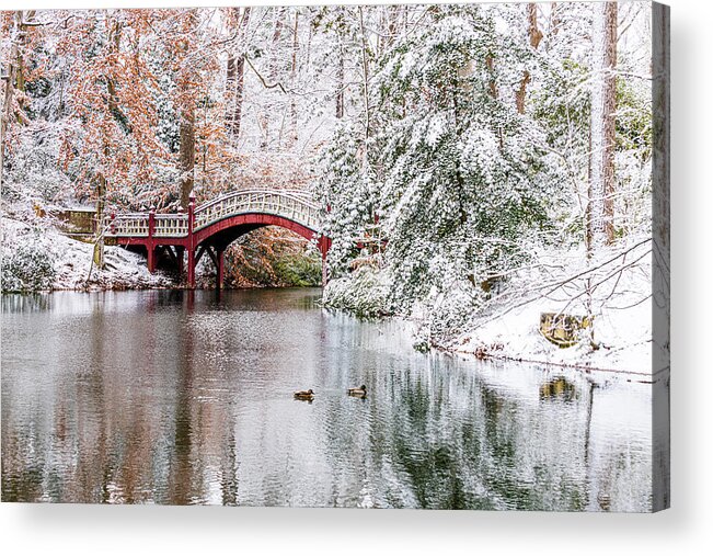 Winter Acrylic Print featuring the photograph Crim Dell Bridge by Greg Meland