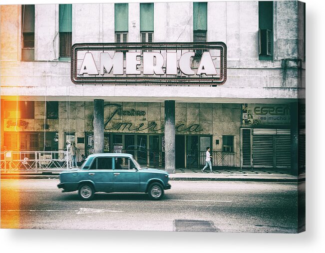 Photography Acrylic Print featuring the photograph Cuba Fuerte Collection - Teatro America in Havana by Philippe HUGONNARD