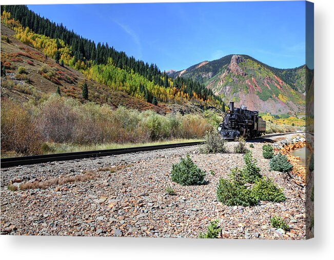 Fine Art Acrylic Print featuring the photograph D and RGW Locomotive by Robert Harris