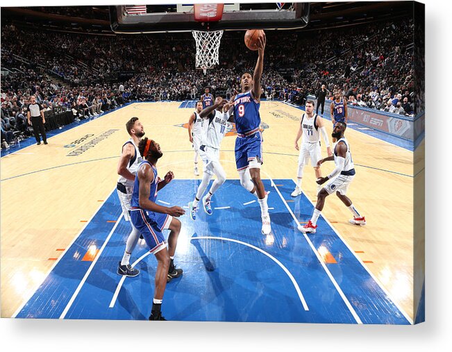 Nba Pro Basketball Acrylic Print featuring the photograph Dallas Mavericks v New York Knicks by Nathaniel S. Butler