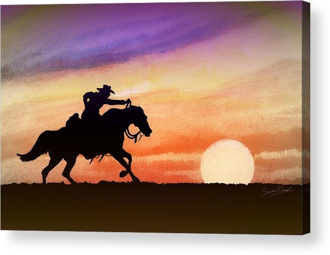 Indian Inks Acrylic Print featuring the painting Dark Rider Two by Simon Read