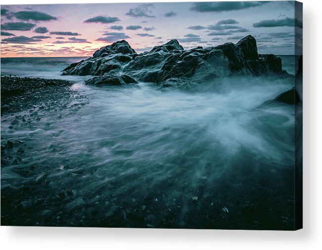 New Hampshire Acrylic Print featuring the photograph Dark Surf by Jeff Sinon