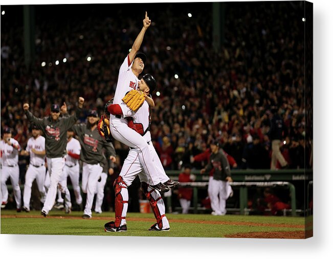 Playoffs Acrylic Print featuring the photograph David Ross and Koji Uehara by Rob Carr