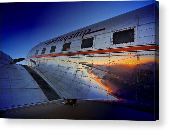Dc3 Acrylic Print featuring the photograph DC-3 Flagship Detroit at Sunrise 2 by HawkEye Media