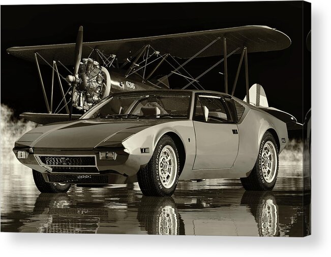 De Tomaso Acrylic Print featuring the digital art De Tomaso Pantera From 1971 - A True Sports Car by Jan Keteleer
