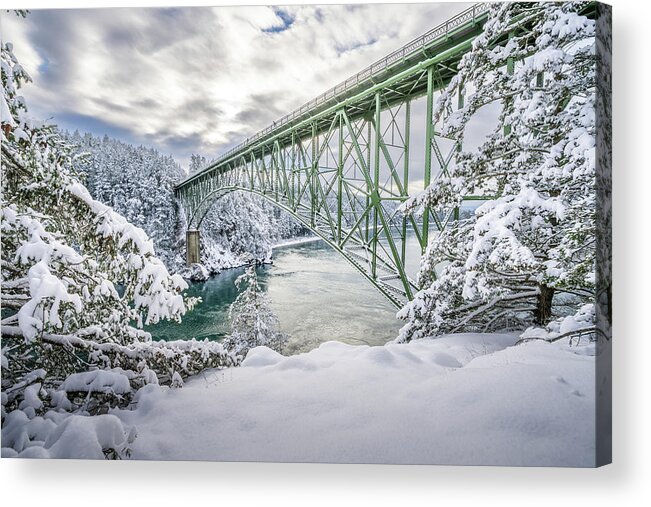 Snow Acrylic Print featuring the photograph Deception Pass Snow 1 by Gary Skiff