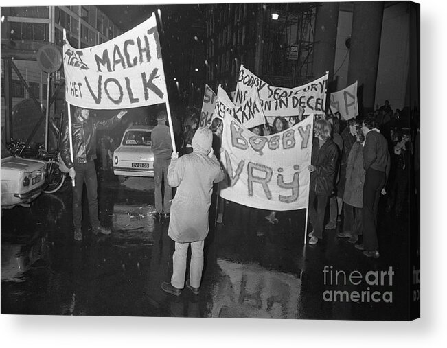 1970 Acrylic Print featuring the photograph Demonstration for the Black Panther activist Bobby Seale in Amsterdam by Granger