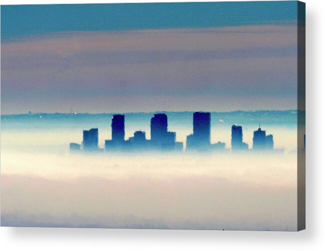 Denver Acrylic Print featuring the photograph Denver Foggy Skyline by Rick Wilking