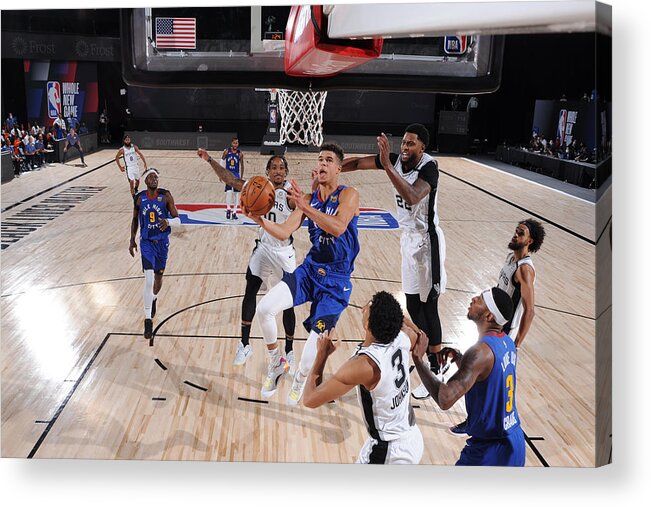 Nba Pro Basketball Acrylic Print featuring the photograph Denver Nuggets v San Antonio Spurs by Garrett Ellwood