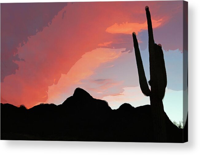 Sunset Acrylic Print featuring the photograph Desert Sunset 3 Cutout Series by JustJeffAz Photography