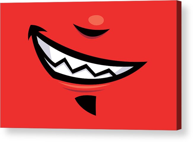 Grin Acrylic Print featuring the digital art Devilish Grin Cartoon Mouth by John Schwegel