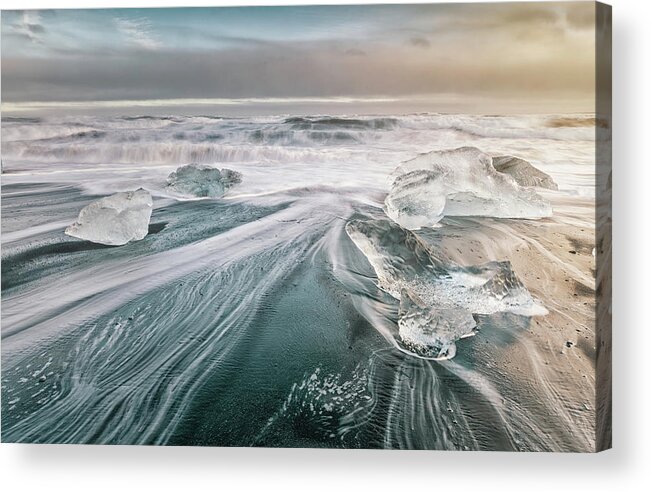 Iceland Acrylic Print featuring the photograph Diamond Beach Iceland VI by Joan Carroll