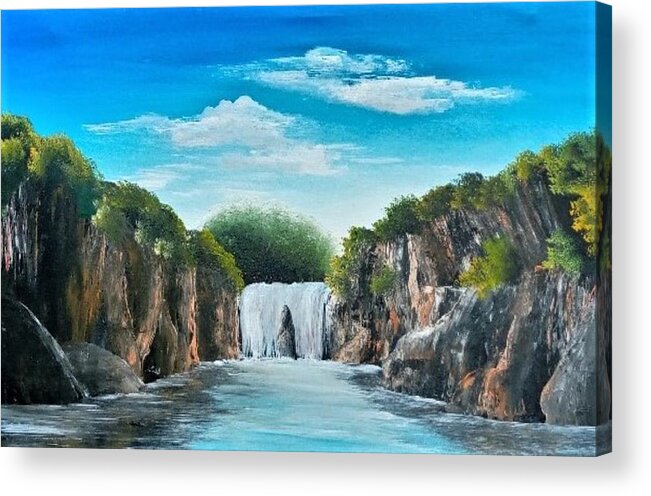 Landscape Acrylic Print featuring the painting DO4-Deno Onsumo by Deno Onsomu