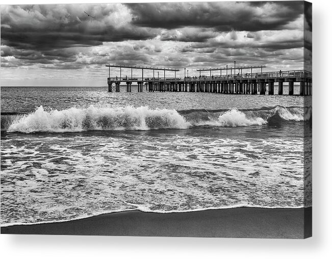Coney Island Acrylic Print featuring the photograph Dramatic Waves and Clouds by Cate Franklyn