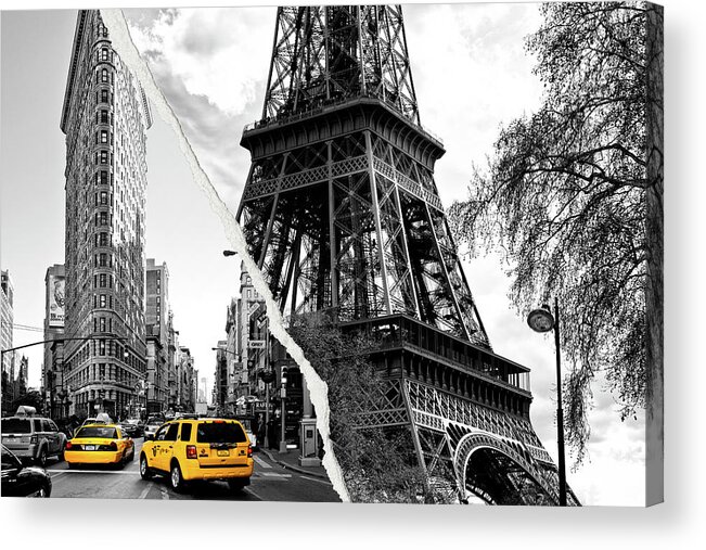 Eiffel Tower Acrylic Print featuring the photograph Dual Torn Collection - Flatiron Eiffel by Philippe HUGONNARD