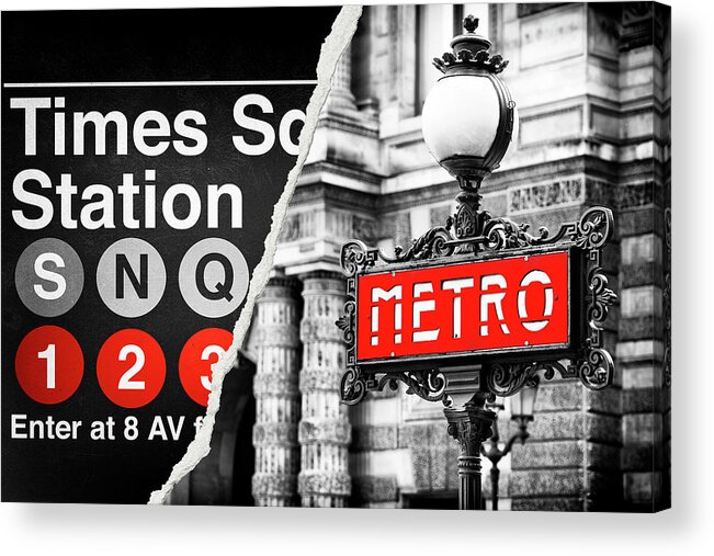 Subway Stations Acrylic Print featuring the photograph Dual Torn Collection - Subway Metro by Philippe HUGONNARD