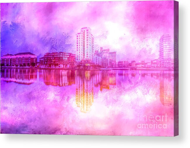 Dublin Acrylic Print featuring the digital art Dublin Skyline by Elisabeth Lucas