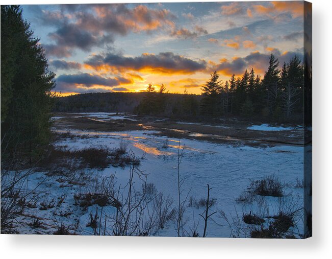 Sunset Acrylic Print featuring the photograph Duck Brook WInter Sunset by Stephen Vecchiotti