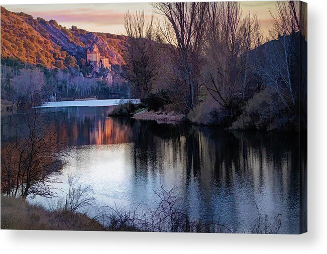 Atardecer Acrylic Print featuring the photograph Duero river at sunset, Soria, Castilla and Leon - Picturesque Ed by Jordi Carrio Jamila