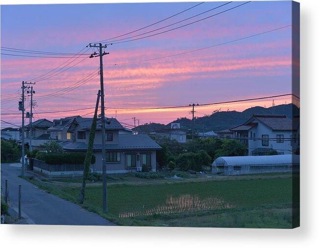Scenics Acrylic Print featuring the photograph Dusk of suburb of Akita Japan by Photo by Kosei Saito