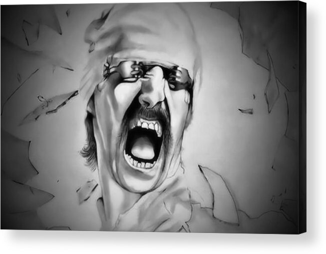 Scorpions Acrylic Print featuring the drawing Dynamite - Scorpions - Blackout Edition by Fred Larucci