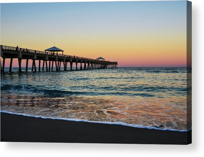 Pier Acrylic Print featuring the photograph Early Birds at Juno Pier by Laura Fasulo