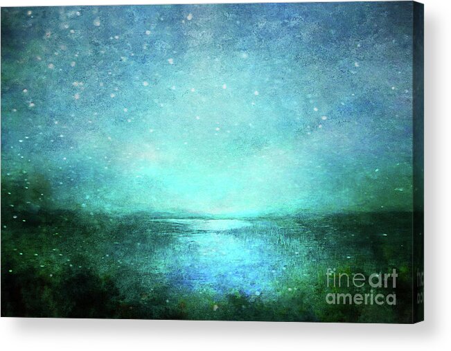 Landscape Acrylic Print featuring the painting Ease Down By the Lagoon by Neece Campione