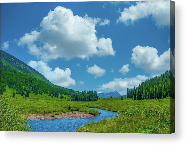 Calm Acrylic Print featuring the photograph Winding Mountain River, East River at Crested Butte by Tom Potter