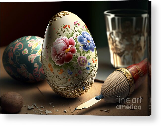 Easter Acrylic Print featuring the digital art Easter Celebration, Exquisite Photorealistic Decorated Eggs Showcase by Jeff Creation
