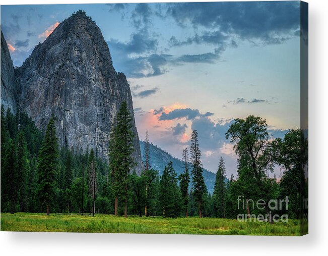 El Capitan Acrylic Print featuring the photograph El Capitan Blue Hour sunset, Yosemite National Park by Abigail Diane Photography