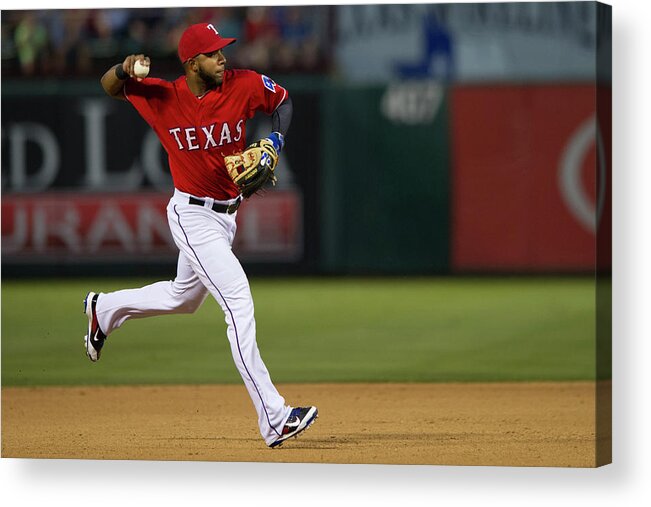American League Baseball Acrylic Print featuring the photograph Elvis Andrus by Cooper Neill