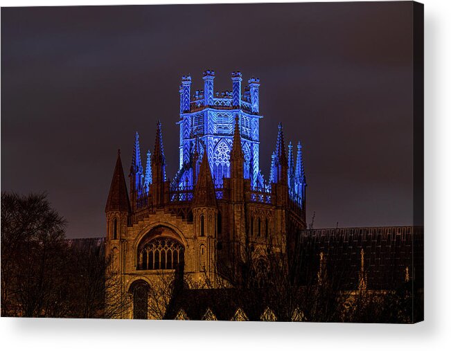 Architecture Acrylic Print featuring the photograph Ely Cathedral - Blue for the NHS ii by James Billings