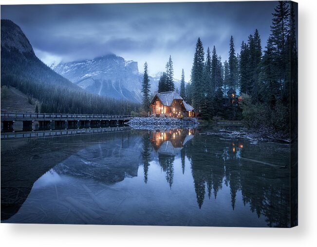 Canada Acrylic Print featuring the photograph Emerald Lake at Blue Hour by Henry w Liu