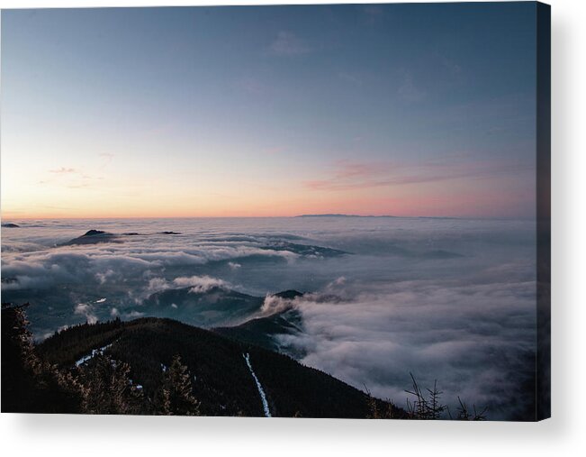 Courage Acrylic Print featuring the photograph End of day, beginning of night by Vaclav Sonnek