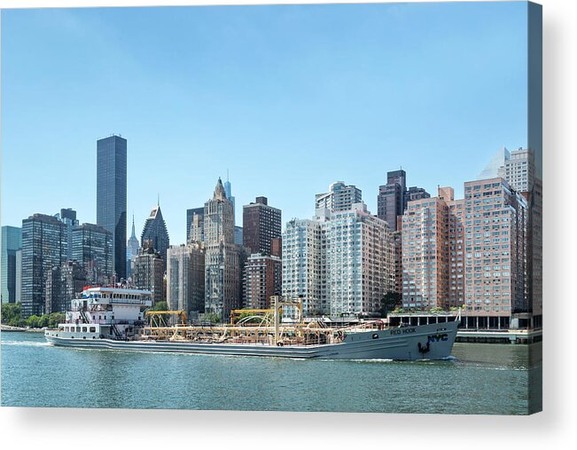 East River Acrylic Print featuring the photograph EPA Sludge Ship by Cate Franklyn