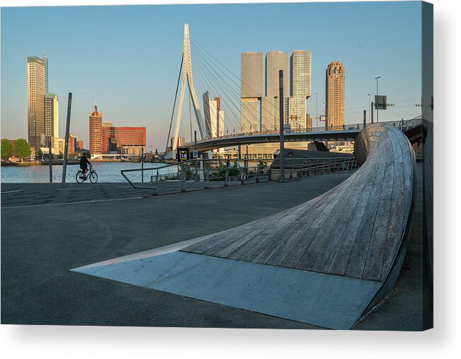 Bridge Acrylic Print featuring the photograph Erasmus bridge in Rotterdam by Anges Van der Logt