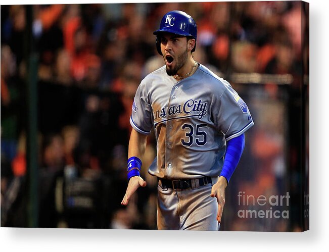 San Francisco Acrylic Print featuring the photograph Eric Hosmer and Omar Infante by Jamie Squire