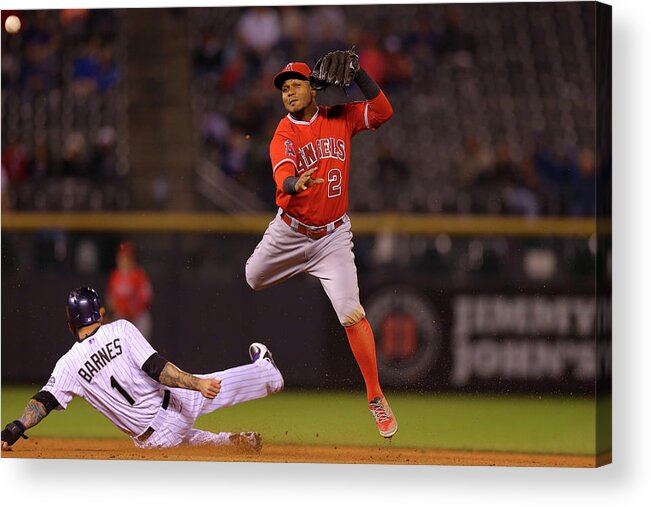 Double Play Acrylic Print featuring the photograph Erick Aybar and Brandon Barnes by Justin Edmonds
