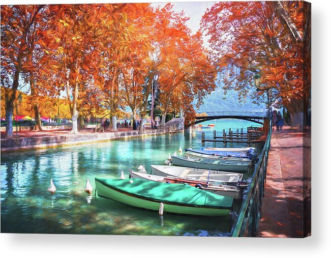 Annecy Acrylic Print featuring the photograph European Canal Scenes Annecy France by Carol Japp
